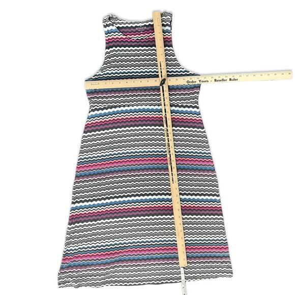 Athleta Santorini Thera Modal Pink Blue White Wavy Stripe Jersey Dress size M - Picture 6 of 9